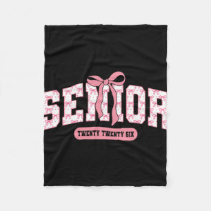 Senior 2026 Cl Of 2026 Coquette Pink Bow Graduatio Fleece Blanket