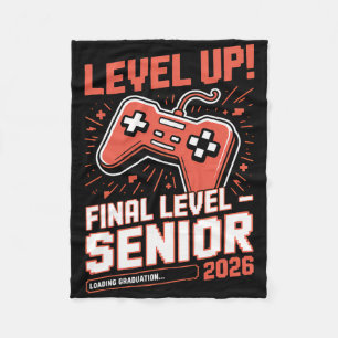 Senior 2026 Cl Of 2026 Funny Gamer Graduate Fleece Blanket