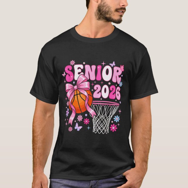 Senior 2026 class of 2026 basketball coquette bow T-Shirt (Front)
