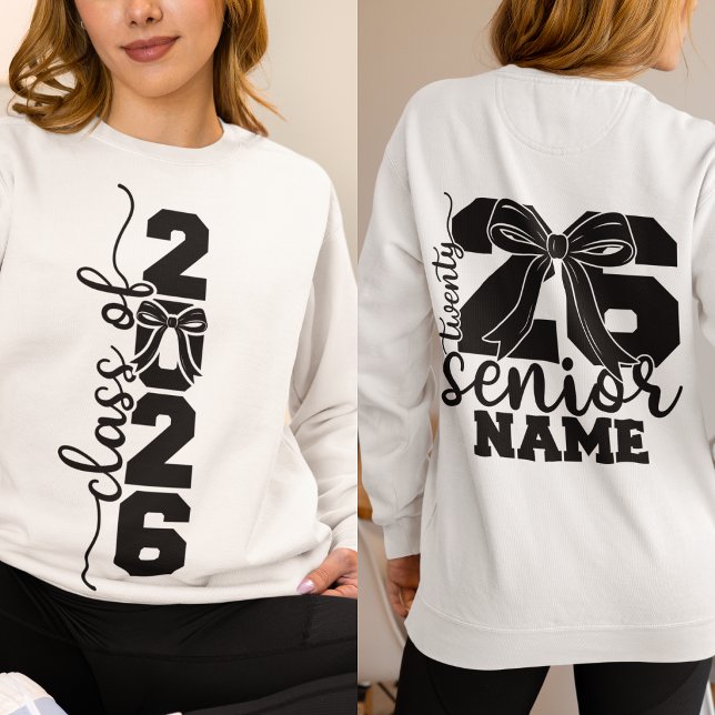 Senior 2026 Custom Name Bow Graduation Sweatshirt (Creator Uploaded)