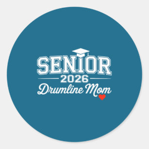 Senior 2026 Drumline Mom Proud Classic Round Sticker