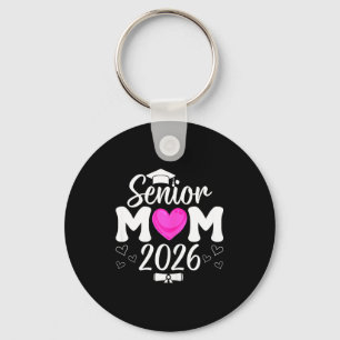 Senior 2026 graduation cap mom pink heart proud keychain