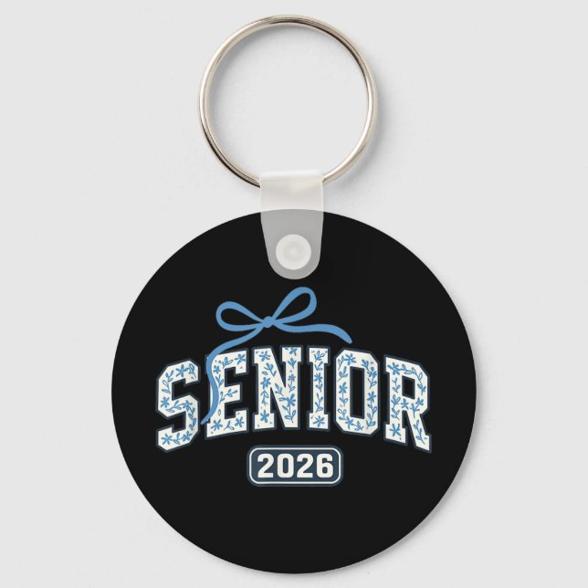 Senior 2026 Graduation Floral Pattern  Keychain (Front)