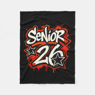 Senior 2026 Graffiti Drip Style Graduation Graphic Fleece Blanket