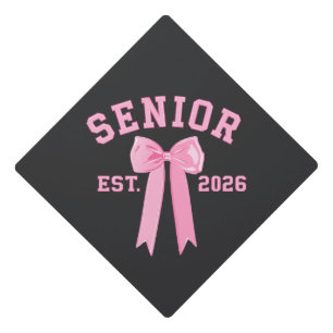 Senior 2026 Pink Bow Graduation Cap Topper