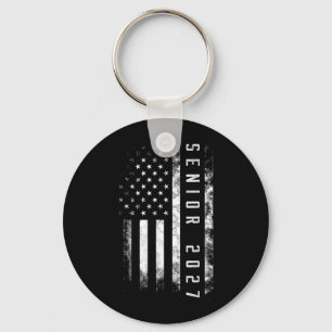 Senior 2027 American Flag Shirt USA Graduation Keychain