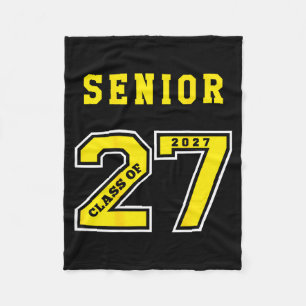 Senior 2027 (back) gold class of 27 jersey fleece blanket