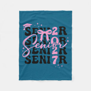 Senior 2027 class of 2027 coquette pink bow fleece blanket