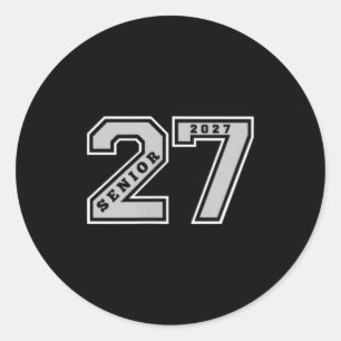 Senior 2027 Front Back Grey Seniors Cl 27 Grad Classic Round Sticker