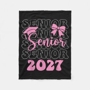 Senior 2027 girls class of 2027 graduation pink bo fleece blanket
