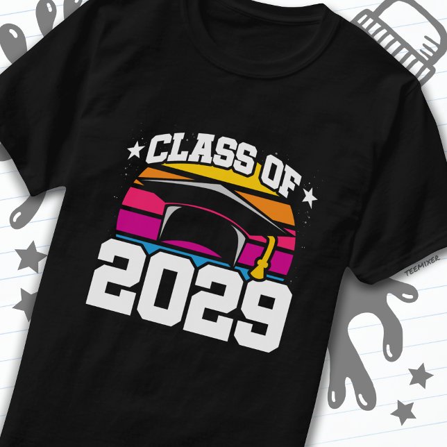 Senior 2029 Class of 2029 Graduation Retro Sunset T-Shirt (Creator Uploaded)
