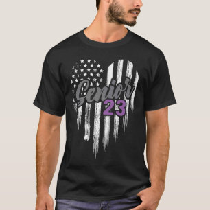 Senior 23 2023 Graduation Graduate American Flag H T-Shirt