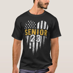 Senior 23 2023 Graduation Graduate American Flag H T-Shirt