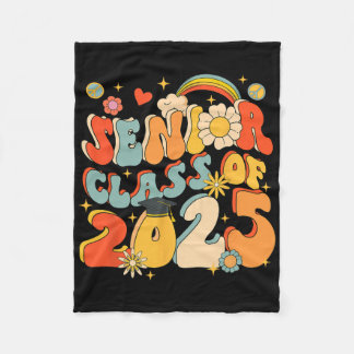 Senior 25 Cl Of 2025 Graduation School Retro Groov Fleece Blanket