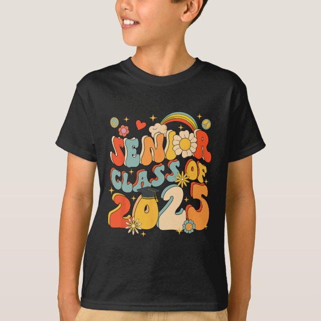 Senior 25 Cl Of 2025 Graduation School Retro Groov T-Shirt (Front)