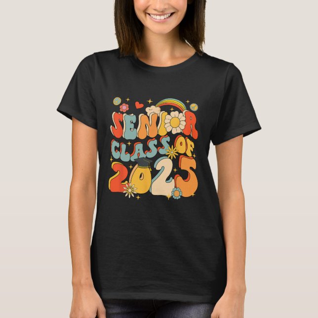 Senior 25 Cl Of 2025 Graduation School Retro Groov T-Shirt (Front)