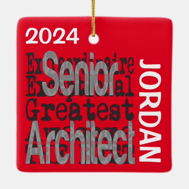 Senior Architect Extraordinaire CUSTOM Ceramic Ornament (Back)