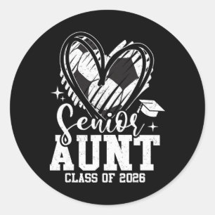 Senior Aunt Cl Of 2026 Soccer Graduation Heart Classic Round Sticker