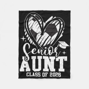 Senior Aunt Cl Of 2026 Soccer Graduation Heart Fleece Blanket