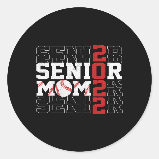 Senior Baseball Mom 2022 Senior Mama High School G Classic Round Sticker (Front)
