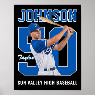 Senior Baseball Player Custom Photo Jersey Number Poster