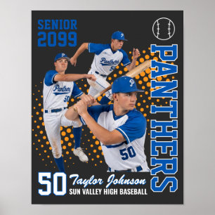 Senior Baseball Player Custom Photo Personalized Poster