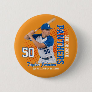 Senior Baseball Player Custom Photo Sports 2 Inch Round Button