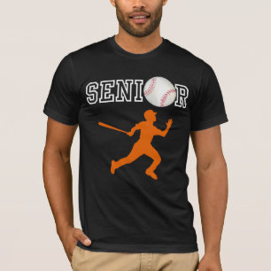 Senior Baseball Player with Orange Silhouette T-Shirt