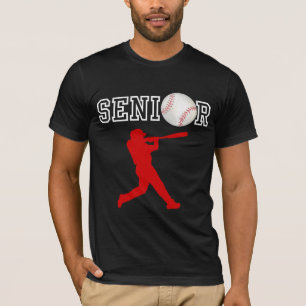 Senior Baseball Player with Red Silhouette T-Shirt