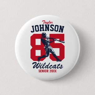 Senior Baseball Team High School Sports Player 2 Inch Round Button