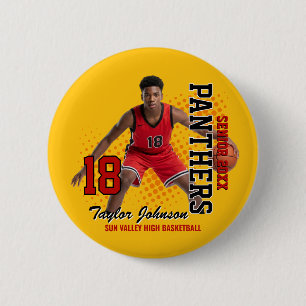 Senior Basketball Player Custom Photo Sports Team 2 Inch Round Button