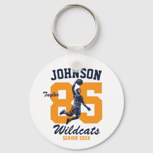 Senior Basketball Player School Sports Team Custom Keychain