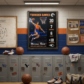 Senior Basketball Player Team Custom Photo Sports Poster