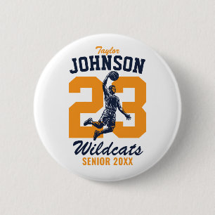 Senior Basketball Team School Sports Player 2 Inch Round Button