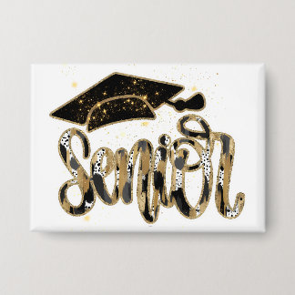 Senior Black and Gold Brushtroke Pin
