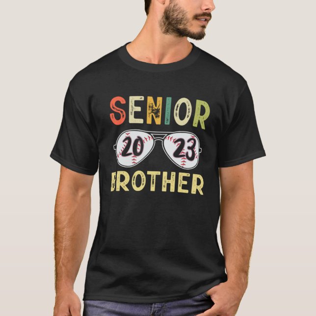 Senior Brother 2023 Cool Proud Baseball Senior Gra T-Shirt (Front)
