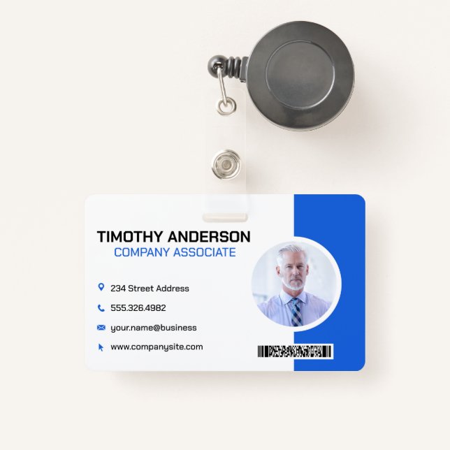 Senior Business Man | Barcode Badge (Front with Retractable)