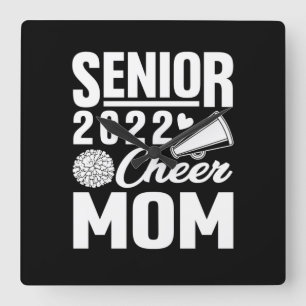 Senior Cheer Mom 2022 Cheerleader Cheer Mom Class Square Wall Clock
