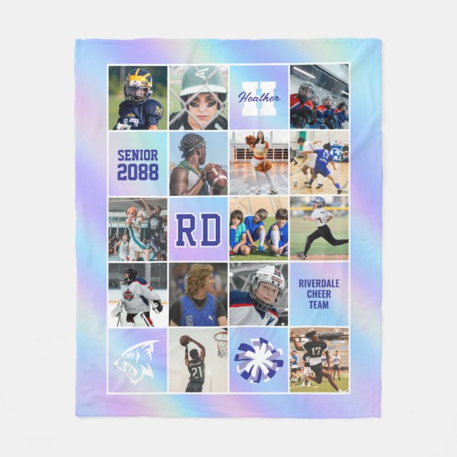 Senior Cheer Team Custom Photo Iridescent Fleece Blanket (Front)