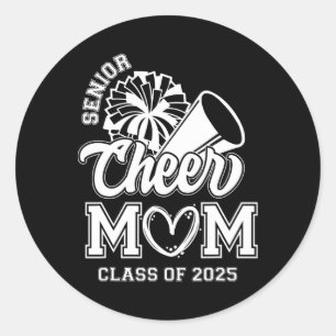 Senior Cheerleader Mom Cheer Cl Of 2025 Graduation Classic Round Sticker