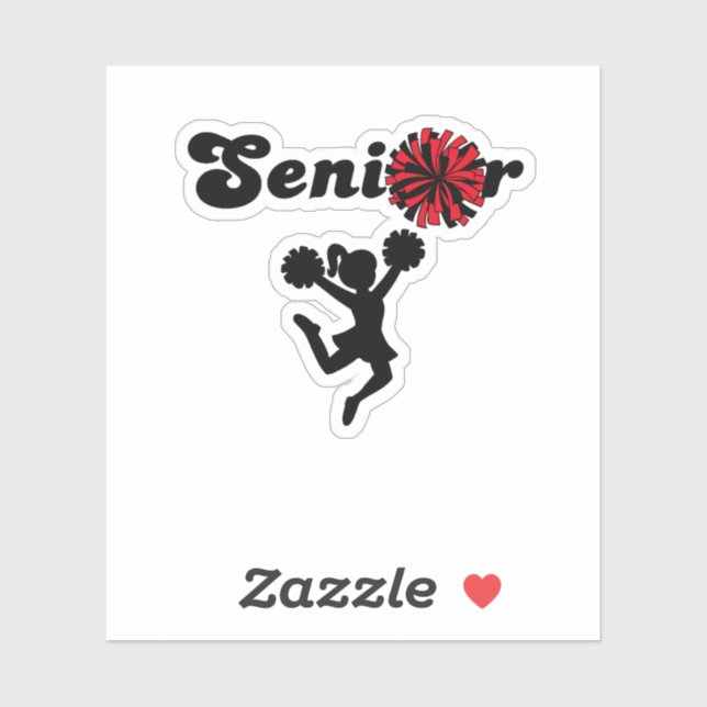 Senior Cheerleader Red & Black Pom Poms (Sheet)
