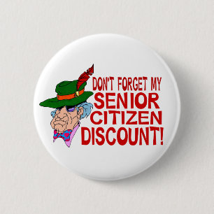 Senior Citizen Discount 2 Inch Round Button