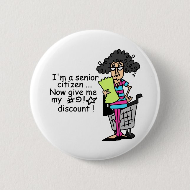Senior Citizen Discount 2 Inch Round Button (Front)