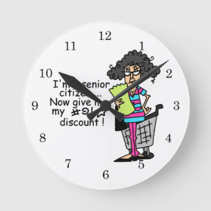 Senior Citizen Discount Round Clock