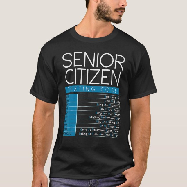 Senior Citizen Texting Code Cool Grandpa Grandma T-Shirt (Front)