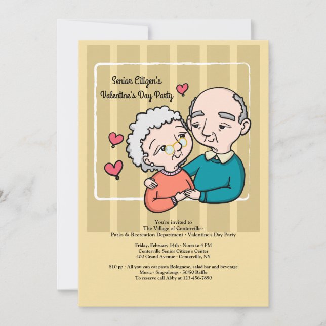 Senior Citizen's Valentine's Day Party Invitation (Front)