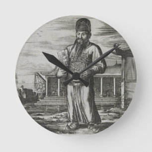 Senior Civil Servant Collecting Taxes, illustratio Round Clock