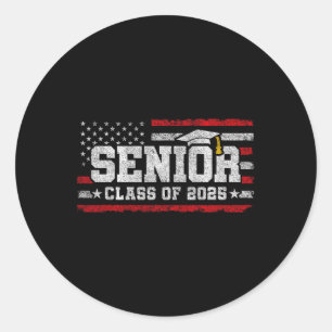 Senior Cl 2025 Graduation - American Flag - Senior Classic Round Sticker