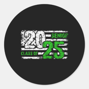 Senior Cl Of 2025 Distressed Flag Graduation 2025 Classic Round Sticker