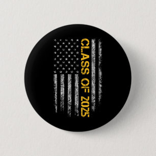 Senior Cl Of 2025 Patriotic American Flag Graduati 2 Inch Round Button